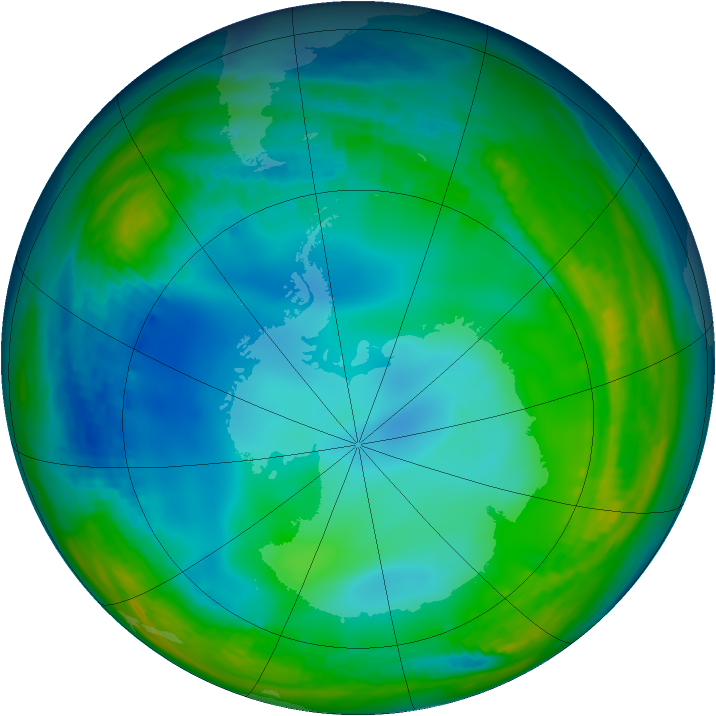 Antarctic ozone map for 14 June 1992